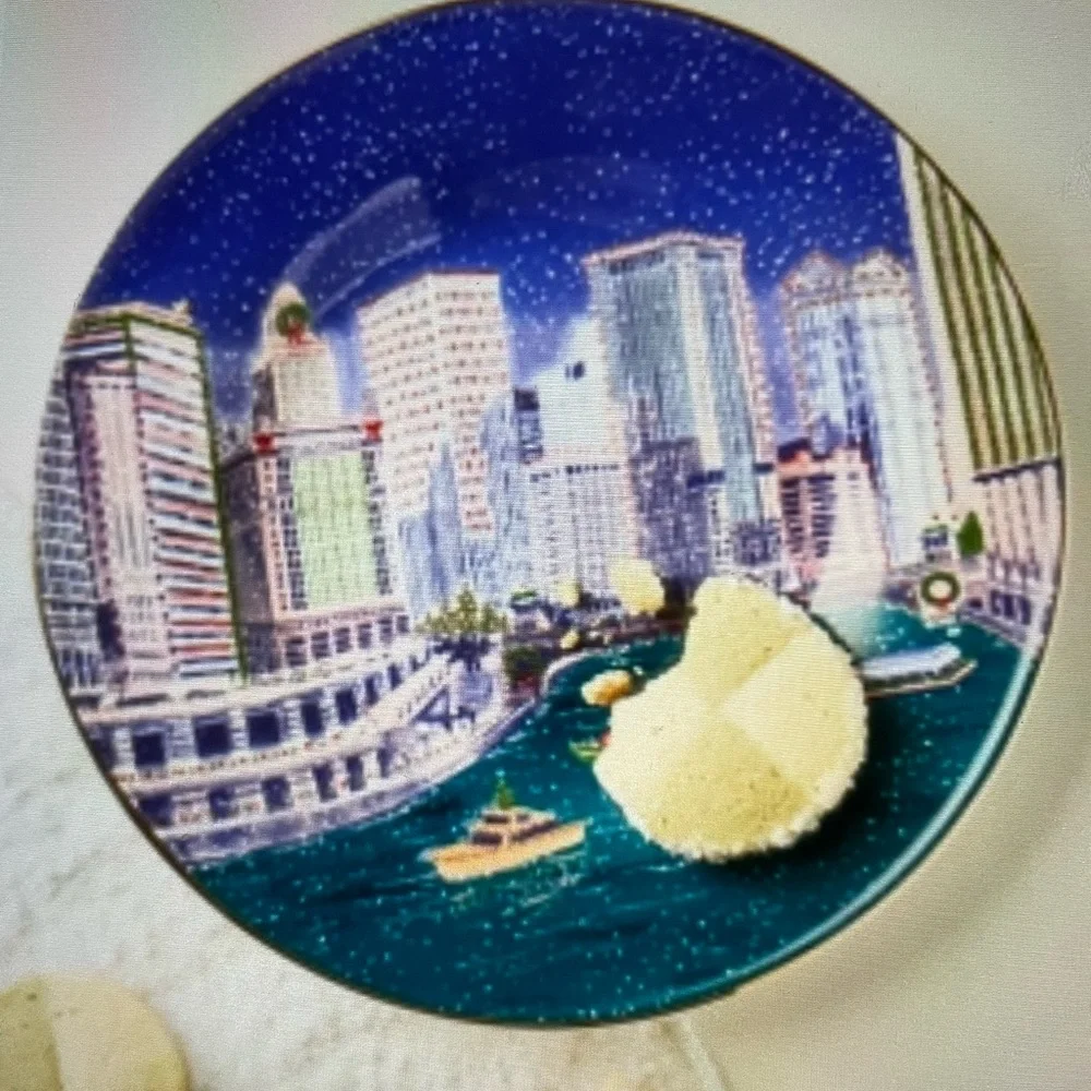 ❤️ ANTHROPOLOGIE HOLIDAY IN THE CITY CHICAGO DESSERT PLATE NEW
